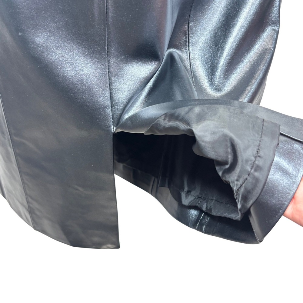 VTG Ralph Lauren Leather Jacket Dress Set Black 90s Moto Biker Cyber Sz 8 Small - Picture 15 of 16